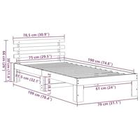 Bedframe met hoofdeinde Naturel 75 x 190 cm Massief grenenhout - thumbnail