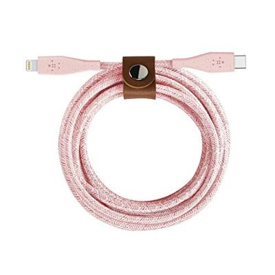 Belkin Boost Charge USB-C-kabel met Lightning-connector + riem (gemaakt met DuraTek) - USB-C naar Lightning-kabel voor iPhone 12, 12 Pro, 12 Pro Max, 12 mini en eerdere modellen, 4ft/1.2m - roze