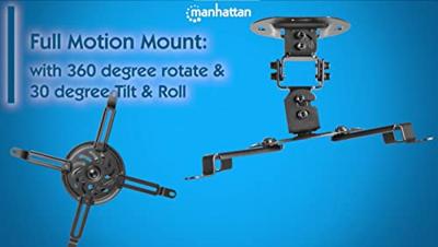 Manhattan Deckenhalterung Beamer-plafondbeugel Kantelbaar, Zwenkbaar Afstand vloer-plafond (max.): 15 cm Zwart
