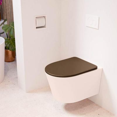 MONDIAZ LAVIE hangend toilet single fire rimless diepspoel Rosee, Toiletzitting met quick-release & softclose Rust