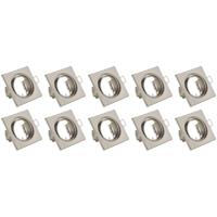 Kantelbare Vierkante Inbouwspots 10-Pack - Nikkel Afwerking - 80mm - GU10 - thumbnail