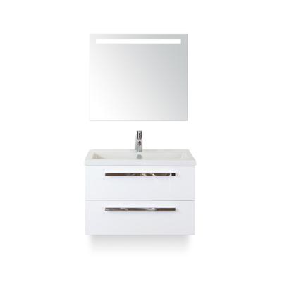 Seville Badmeubelset 80 cm - Wit Hoogglans - Keramische Wastafel Wit Djazz - met Sence Spiegel