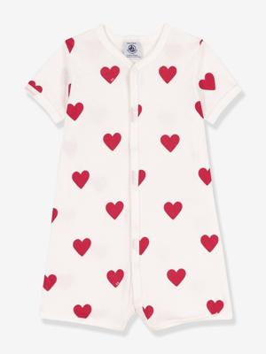 Katoenen baby combishort met hartjes wit