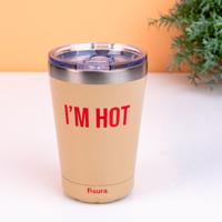 Koffiemok thermosbeker "Im hot" beige - thumbnail