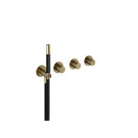 Hotbath Cobber afbouwdeel inbouw badendouche thermostaat met 2 stopkranen zonder uitloop geborsteld messing (goud) CB7071EXTBB - thumbnail