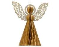 Kerstornament Papieren Engel 20cm Zand - thumbnail
