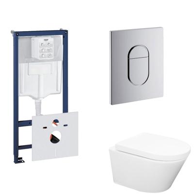 Grohe Rapid SL Toiletset set24 Wiesbaden Vesta Rimless 52 cm met Grohe Arena of Skate drukplaat