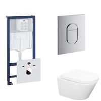 Grohe Rapid SL Toiletset set24 Wiesbaden Vesta Rimless 52 cm met Grohe Arena of Skate drukplaat - thumbnail