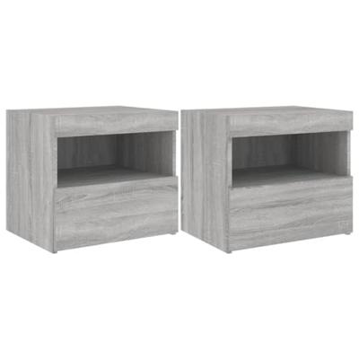 Nachtkastjes met LED-verlichting 2 st 50x40x45 cm grijs sonoma