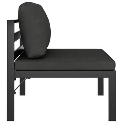 Middenbank sectioneel met kussens aluminium antracietkleurig - thumbnail