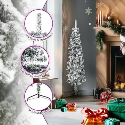 Kunstkerstboom half met sneeuw smal 150 cm Kunstkerstboom half met sneeuw smal 150 cm