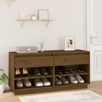 VidaXL Schoenenkast 110x34x52 cm massief grenenhout honingbruin - thumbnail
