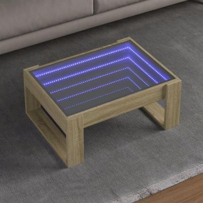 Salontafel met Infinity LED 70x53x30 cm sonoma eikenkleurig