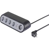 Sygonix SY-6901966 Bureaustekkerdoos 5-voudig Zwart, Grijs Randaarde stekker 1 stuk(s) - thumbnail