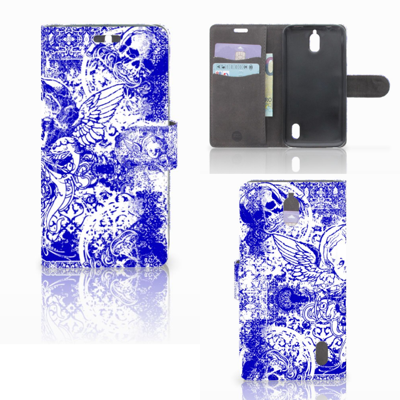 Telefoonhoesje met Naam Huawei Y625 Angel Skull Blauw