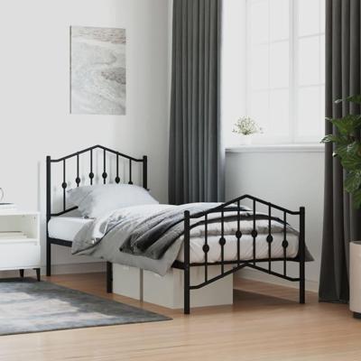 Bedframe met hoofd- en voeteneindemetaal zwart 80x200 cm Bedframe met hoofd- en voeteneindemetaal zwart 80x200 cm