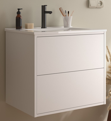 Badkamermeubelset Otis wit 60cm met dubbele lade Badkamermeubelset Otis wit 60cm met dubbele lade