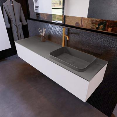 Badkamermeubelset Mondiaz Erin 150 cm met 1 Lade met RIDGE Wastafel Rechts Dark grey met 1 kraangat Greeploos Mat Carrara Badkamermeubelset Mondiaz Erin 150 cm met 1 Lade met RIDGE Wastafel Rechts Dark grey met 1 kraangat Greeploos Mat Carrara