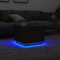Salontafel met LED-verlichting 50x50x40 cm zwart eikenkleurig - thumbnail