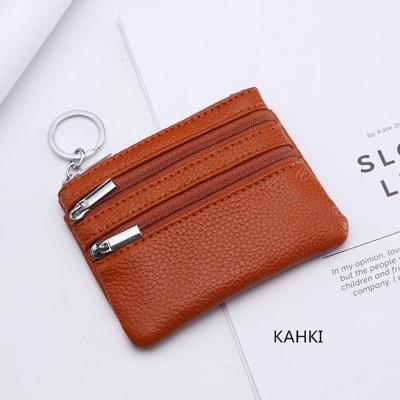 Echte lederen vrouwen kleine portemonnee verandering portemonnees rits kaarthouder portefeuilles (Dark Khaki) Echte lederen vrouwen kleine portemonnee verandering portemonnees rits kaarthouder portefeuilles (Dark Khaki)