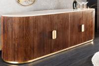 Design dressoir GATSBY 170 cm bruin goud mangohout wit marmeren blad - 43617 - thumbnail