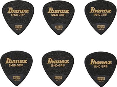 Ibanez PPA16MSGBK Grip Wizard Sand Grip plectrumset 6-pack medium zwart Ibanez PPA16MSGBK Grip Wizard Sand Grip plectrumset 6-pack medium zwart