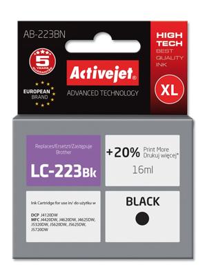 Activejet AB-223BN inkt (vervangt Brother LC223BK; Supreme; 16 ml; zwart)