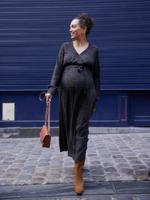 Lange jurk voor zwangerschap en borstvoeding met zebraprint ENVIE DE FRAISE chocoladebruin - thumbnail