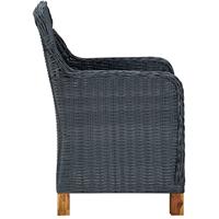 Tuinstoelen 2 st met kussens poly rattan donkergrijs - thumbnail