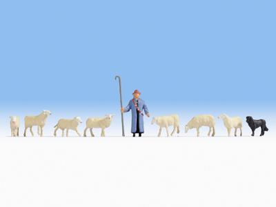 NOCH 15748 H0 Schapen en herder figuren Geverfd, Staand