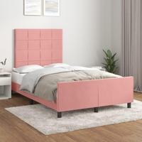 Bedframe met hoofdeinde fluweel roze 120x200 cm - thumbnail