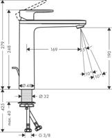 Wastafelmengkraan HansGrohe Vernis Blend 190 Zinc Eengreeps Met Trekwaste Chroom - thumbnail