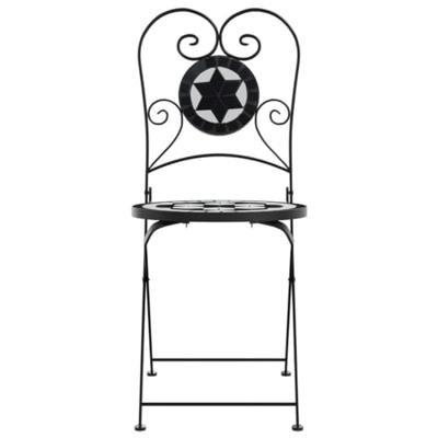 Bistrostoelen 2 st inklapbaar keramiek zwart en wit