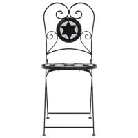 Bistrostoelen 2 st inklapbaar keramiek zwart en wit - thumbnail