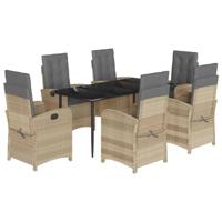 7-delige Tuinset met kussens poly rattan gemengd beige - thumbnail