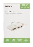 D-Link DUB-V310 3-in-1 USB-C Hub (docking station, ondersteunt Windows, Mac OS X, Linux, HDMI/DisplayPort/VGA), 3-in-1 (HDMI/DisplayPort/VGA), Wit - thumbnail