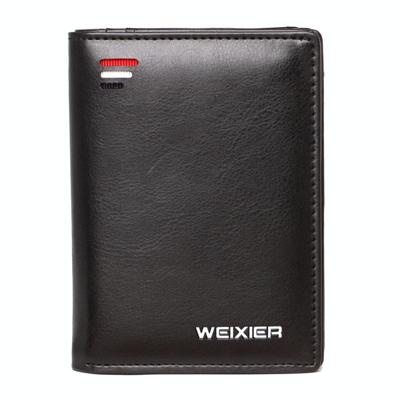 WEIXIER W118 eenvoudige korte zipped PU lederen portemonnee kaarthouder voor mannen (zwart) WEIXIER W118 eenvoudige korte zipped PU lederen portemonnee kaarthouder voor mannen (zwart)