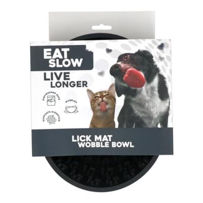 Eat Slow Live Longer Lick Mat Wobble Bowl Grey - thumbnail