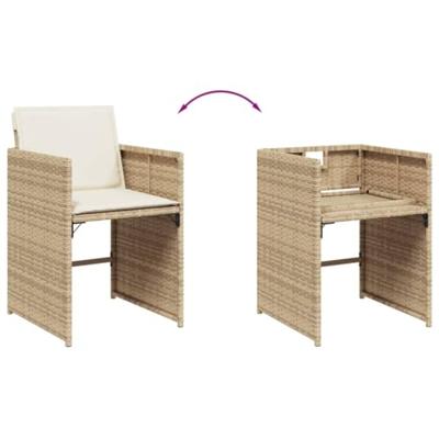 13-delige Tuinset met kussens poly rattan beige - thumbnail