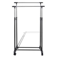 VidaXL Kledingrek verstelbaar met 4 wieltjes en 2 ophangrails - thumbnail