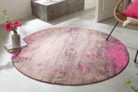 Vintage tapijt MODERN ART 150cm beige roze gewassen rond used look - 41261 - thumbnail