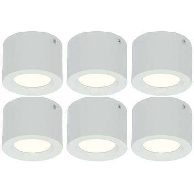 LED Downlight 6 Pack - Opbouw Rond Hoog 5W - Natuurlijk Wit 4200K - Mat Wit Aluminium - Ø105mm