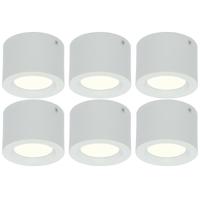 LED Downlight 6 Pack - Opbouw Rond Hoog 5W - Natuurlijk Wit 4200K - Mat Wit Aluminium - Ø105mm - thumbnail