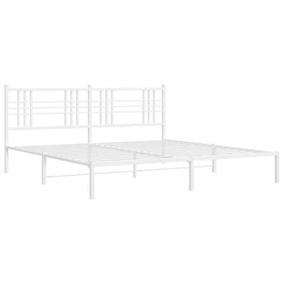 Bedframe met hoofdbord metaal wit 200x200 cm