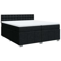 Boxspring met matras stof zwart 200x200 cm - thumbnail