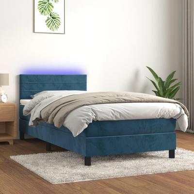 Boxspring met matras en LED fluweel donkerblauw 100x200 cm