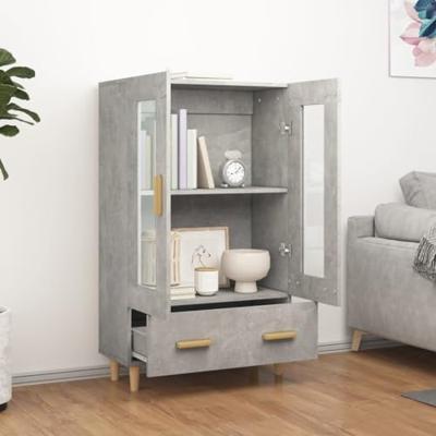 Hoge kast 70x31x115 cm bewerkt hout betongrijs