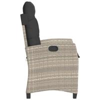 Tuinstoelen 2 st verstelbaar met kussens poly rattan lichtgrijs - thumbnail