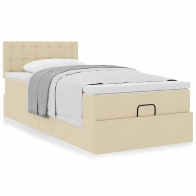 Ottoman bed met matras 160x200cm stof crèmekleurig