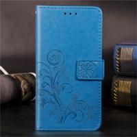Lucky Clover ingedrukt bloemen patroon lederen case voor Huawei Honor 9X Pro met houder & kaartsleuven & portemonnee & hand strap (blauw) - thumbnail